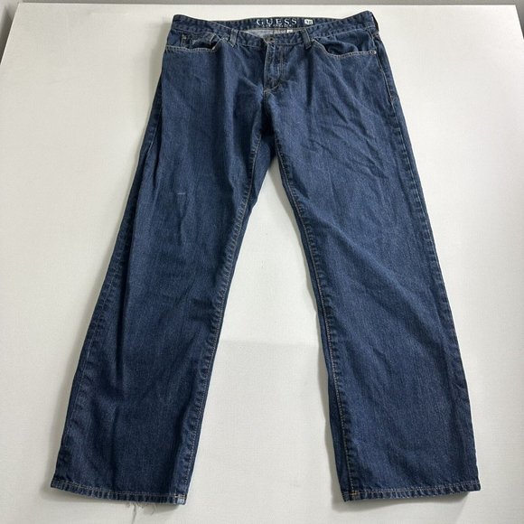 Guess Jeans Men's Lincoln Slim Straight Blue‎ Dark Wash Denim Jeans Size 38x30 - Picture 1 of 10